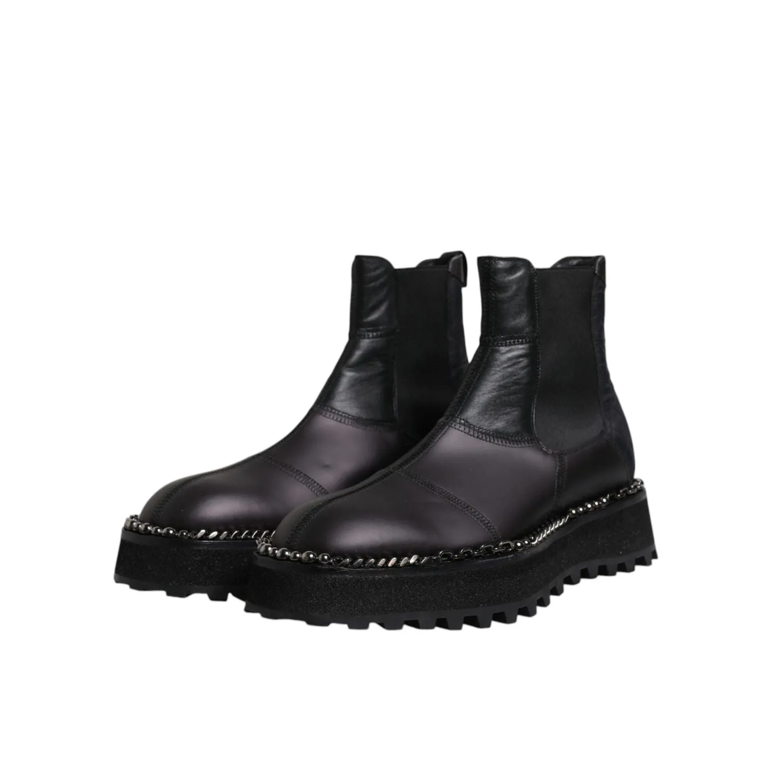 Dolce & Gabbana Black Chelsea Boots Leather Slip On Shoes Eh Rated Boots