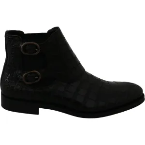 Dolce & Gabbana Black Crocodile Leather Derby Boots Shoes Phyton Boots