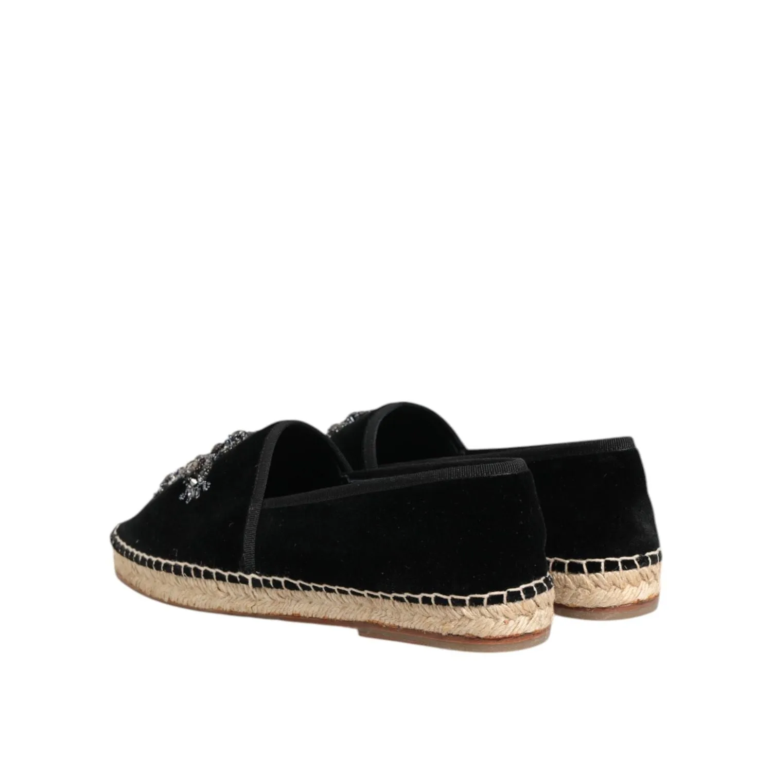 Dolce & Gabbana Black Cross Crystal Slip On Espadrille Shoes Blue Casual Shoes