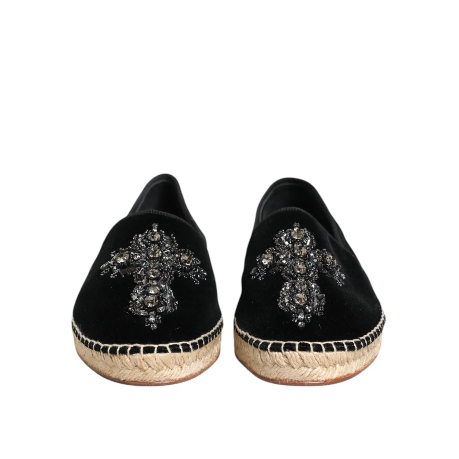 Best Casual Golf Shoes Dolce & Gabbana Black Cross Crystal Slip On Espadrille Shoes