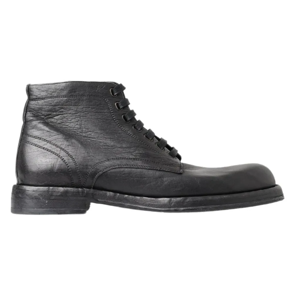 Temu Boots Dolce & Gabbana Black Leather Lace-Up Boots