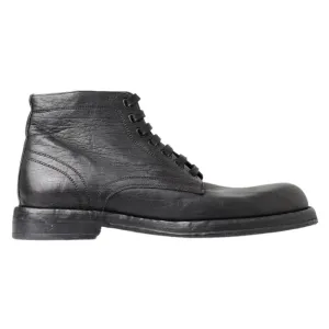Dolce & Gabbana Black Leather Lace-Up Boots Cheap Hiking Boots