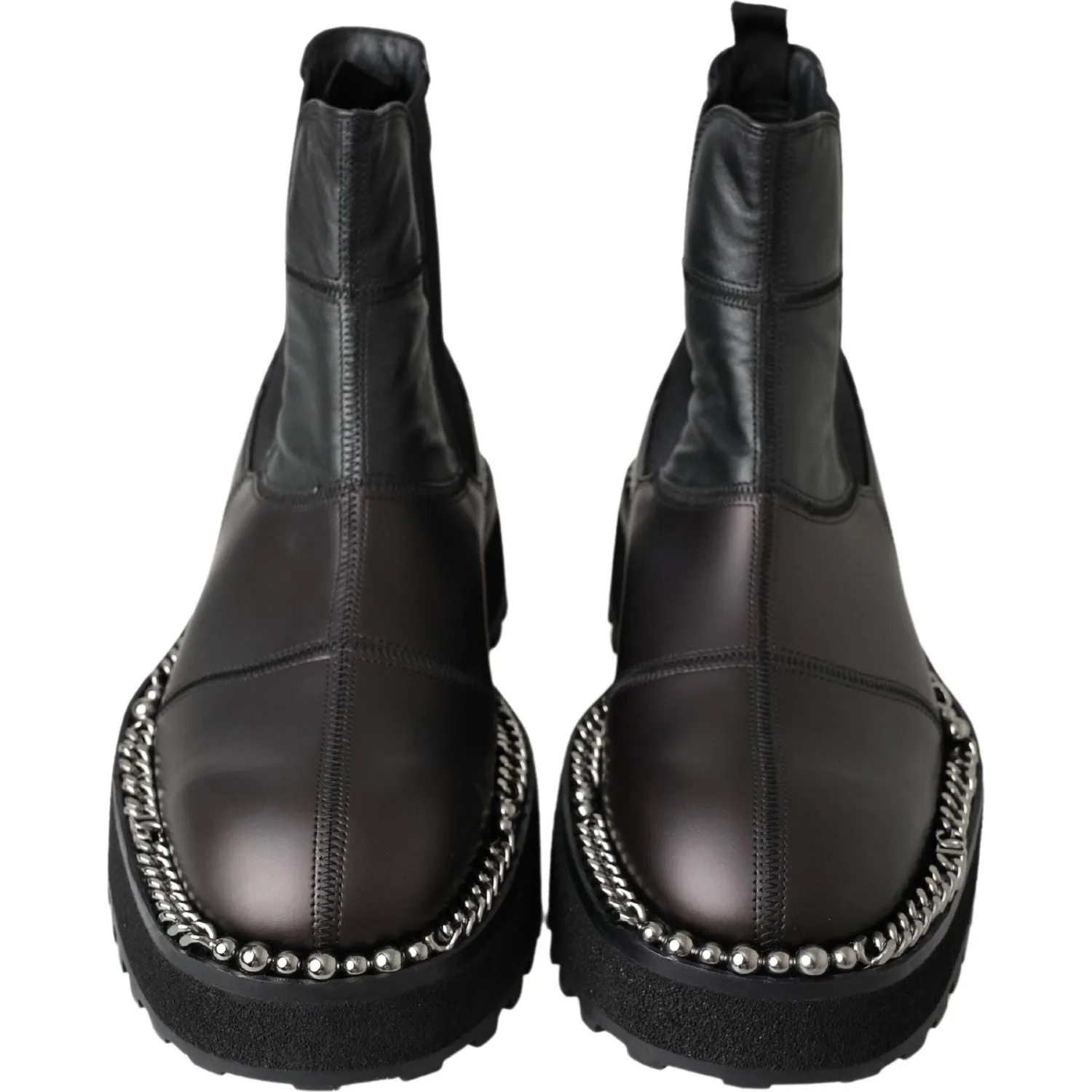 Dolce & Gabbana Black Leather Slip on Stretch Boots Winter Equestrian Boots