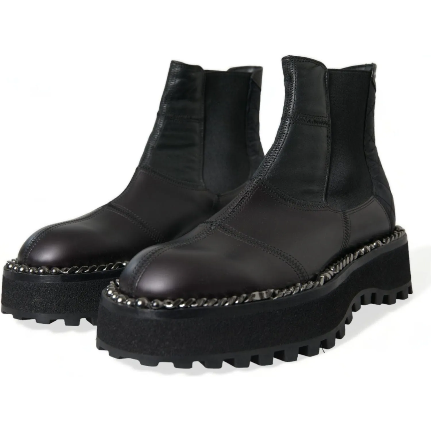 Academy Boots Dolce & Gabbana Black Leather Slip On Stretch Chelsea Boots Shoes