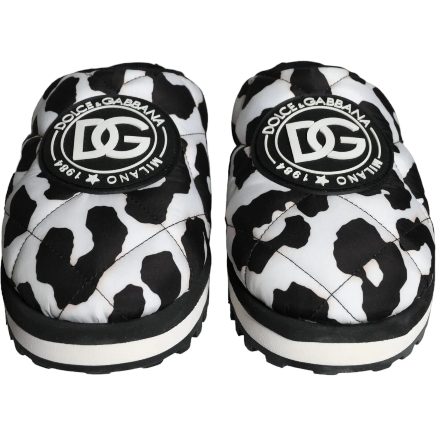 Wedge Mule Sandals Dolce & Gabbana Black White Quilted Logo Sandals Slides Shoes