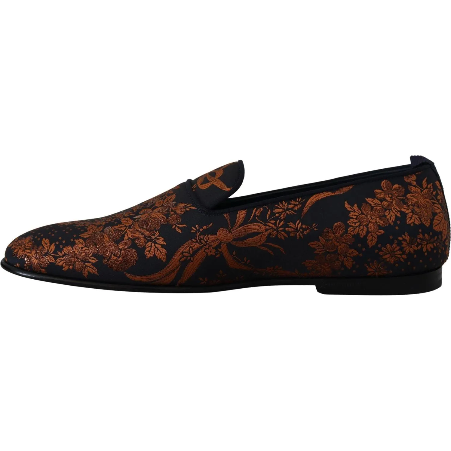 Dolce & Gabbana Blue Rust Floral Slippers Loafers Shoes Styling Slippers