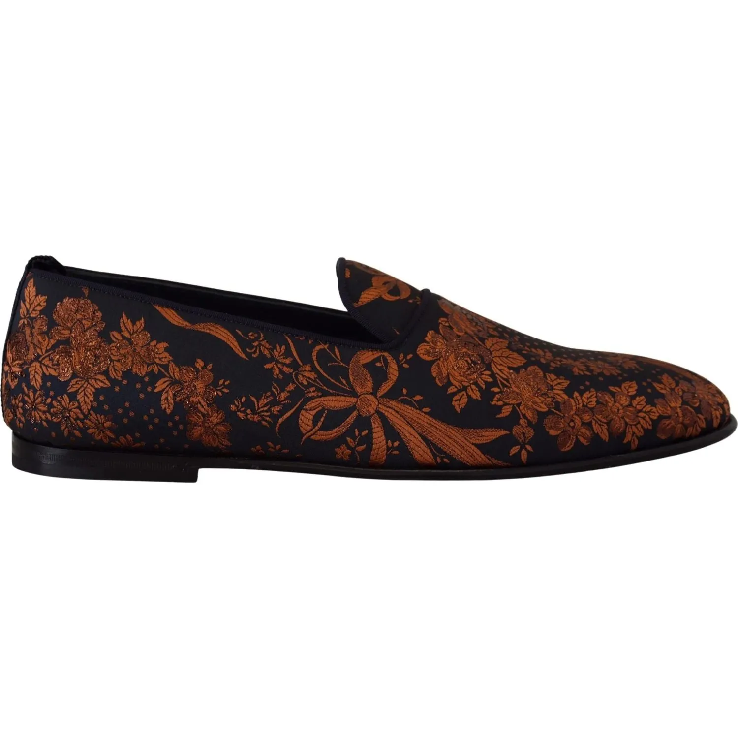 Dolce & Gabbana Blue Rust Floral Slippers Loafers Shoes Best Ortho Slippers