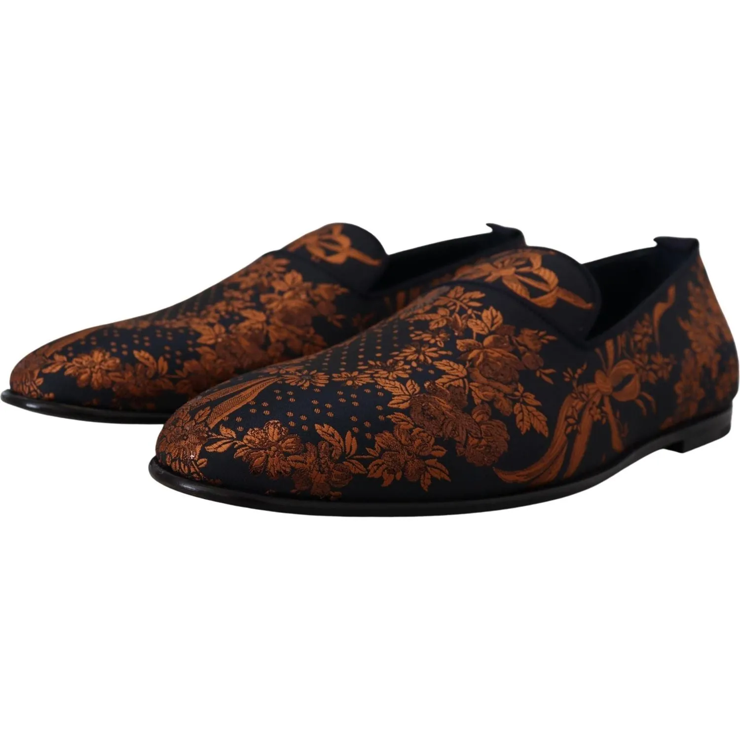 Surgical Slippers Dolce & Gabbana Blue Rust Floral Slippers Loafers Shoes