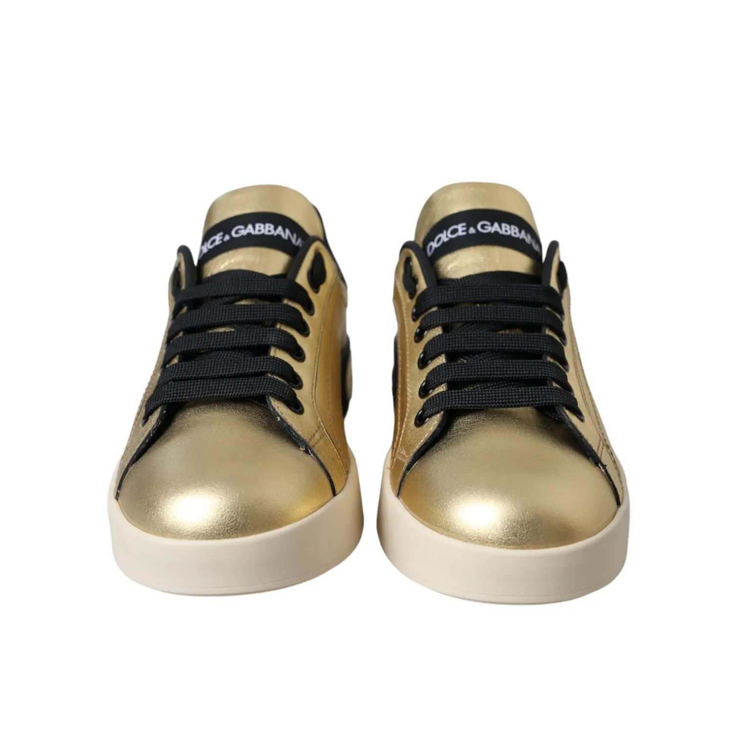 Running Sneakers Arch Support Dolce & Gabbana Gold Portofino Calf Leather Sneakers Women Shoes