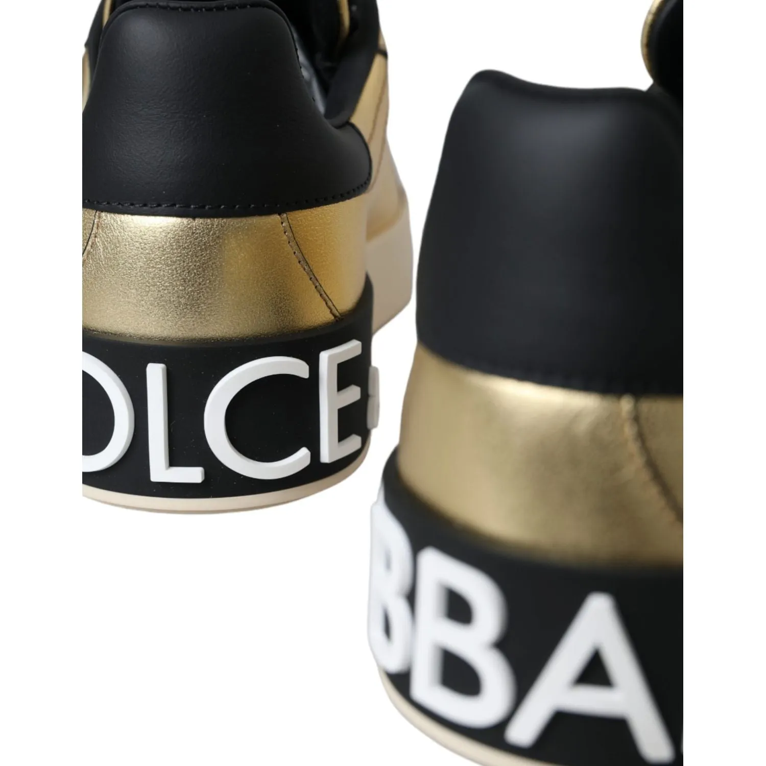 Silver Sneakers Programs Dolce & Gabbana Gold Portofino Calf Leather Sneakers Women Shoes