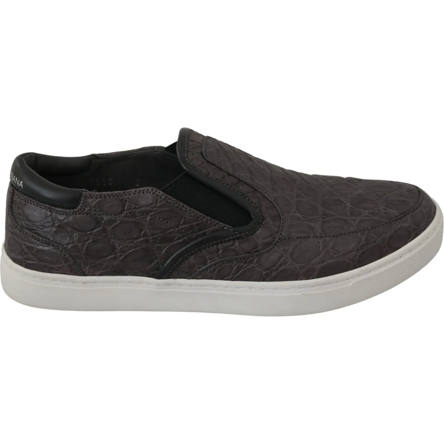 Dolce & Gabbana Gray Leather Flat Caiman Mens Loafers Shoes Thick Sole Flat Shoes