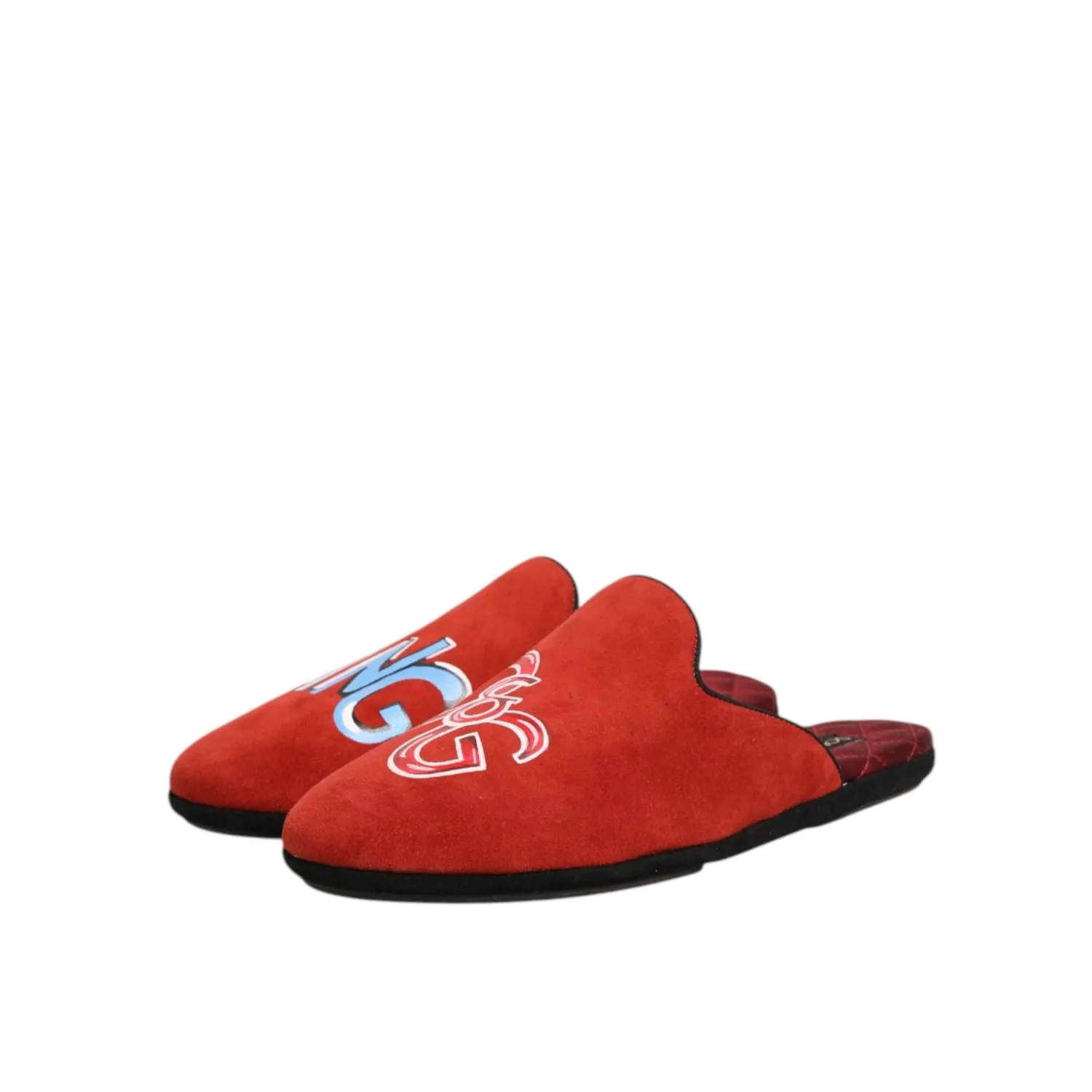 Dolce & Gabbana Red Suede DG King Men House Slippers Shoes Setta Sandals