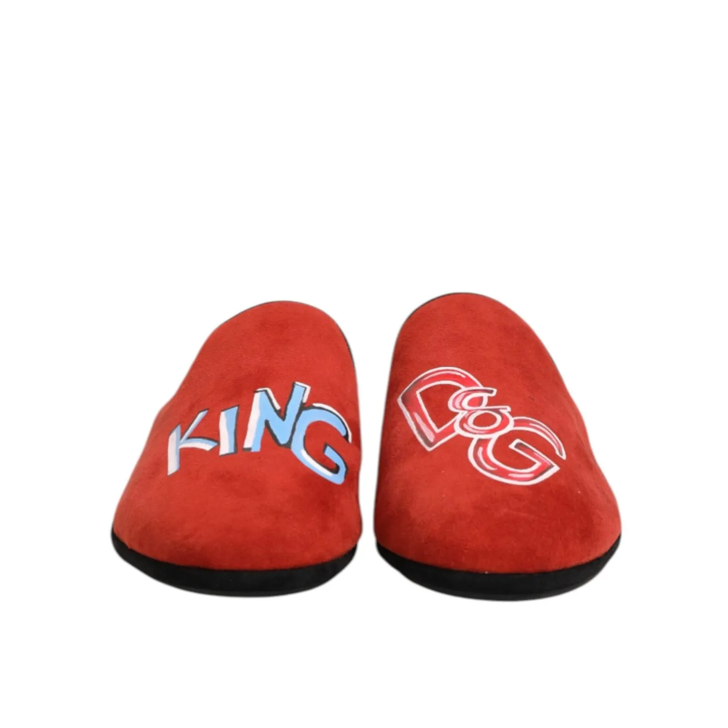 Dolce & Gabbana Red Suede DG King Men House Slippers Shoes Flip Flops To Sandals