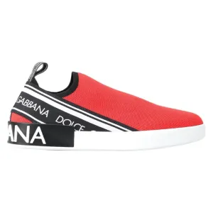 Dolce & Gabbana Red White Flat Sneakers Loafers Shoes Leggings With Flat Shoes