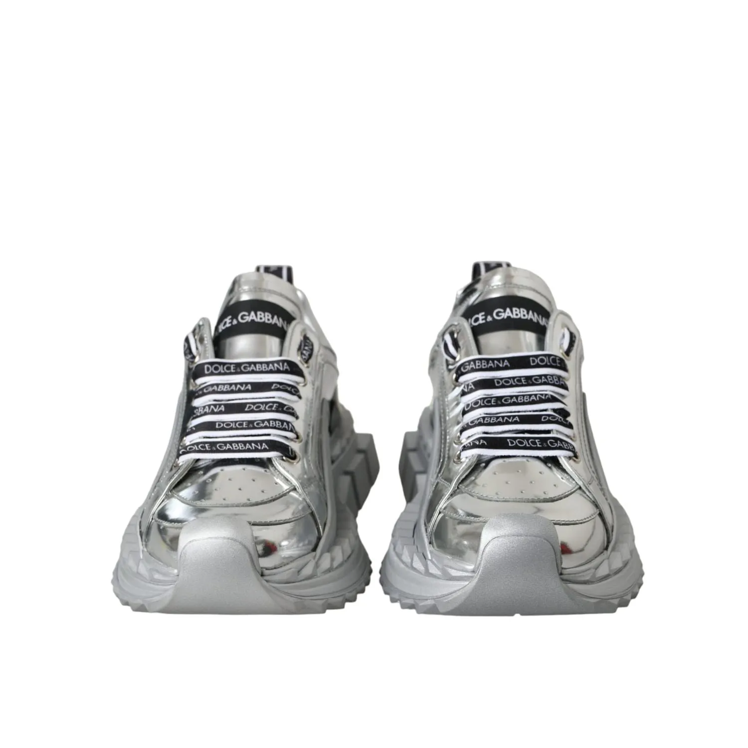 Dolce & Gabbana Silver Leather Super Queen Sneakers Shoes Sneakers Harley Davidson