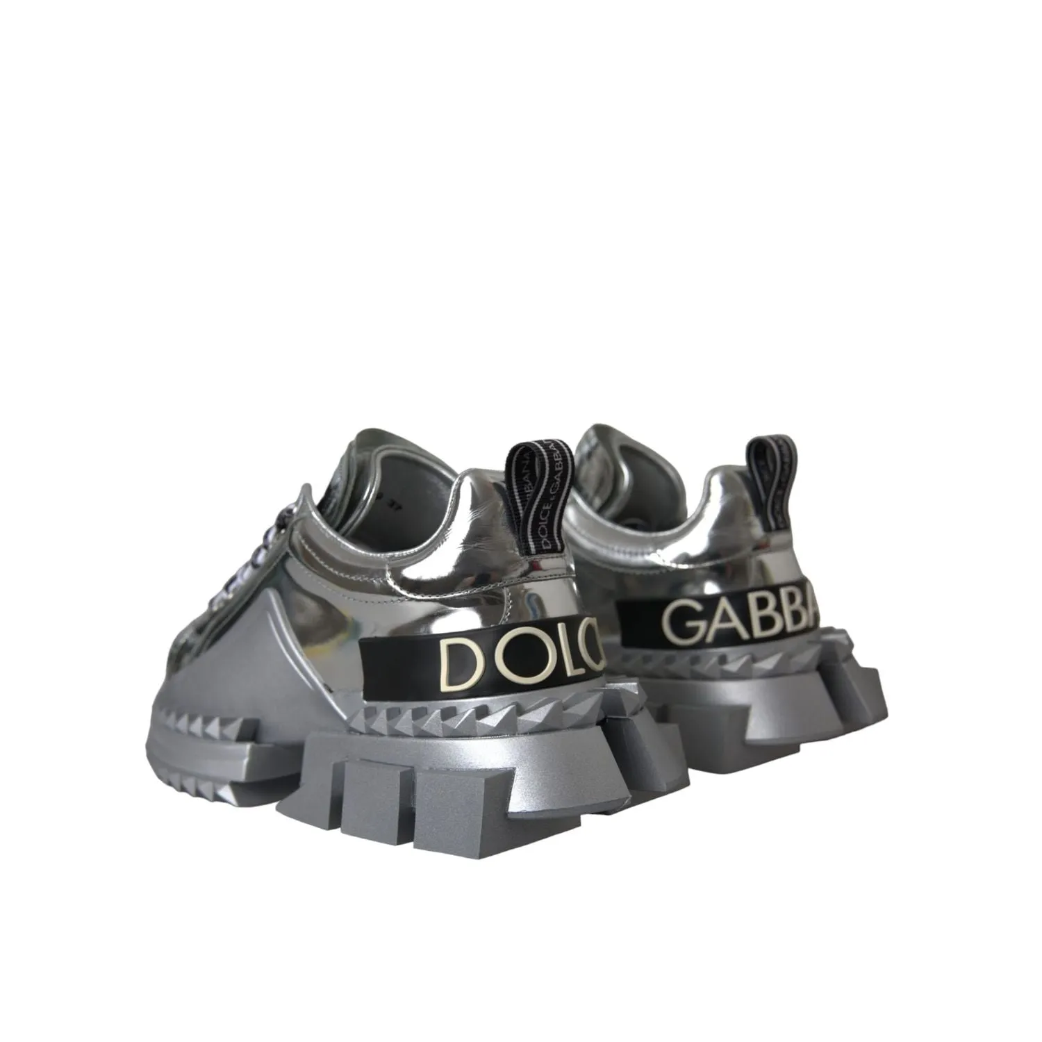 Dolce & Gabbana Silver Leather Super Queen Sneakers Shoes Mk Sneakers