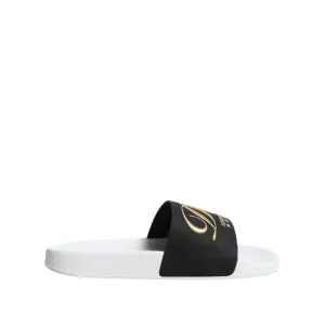 Trend Sandals Dolce & Gabbana White Black Leather Sandals Beachwear Shoes