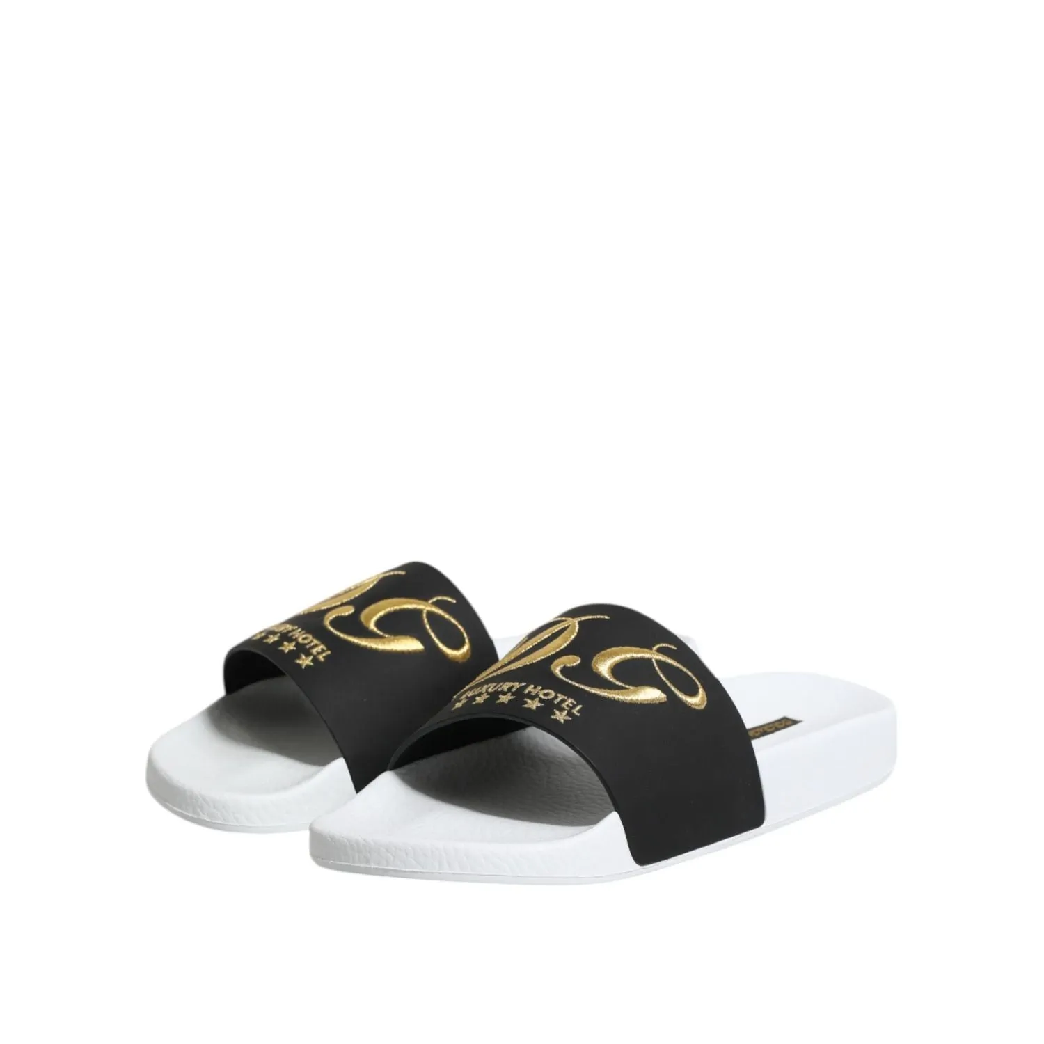 Sandals Crocs Dolce & Gabbana White Black Leather Sandals Beachwear Shoes