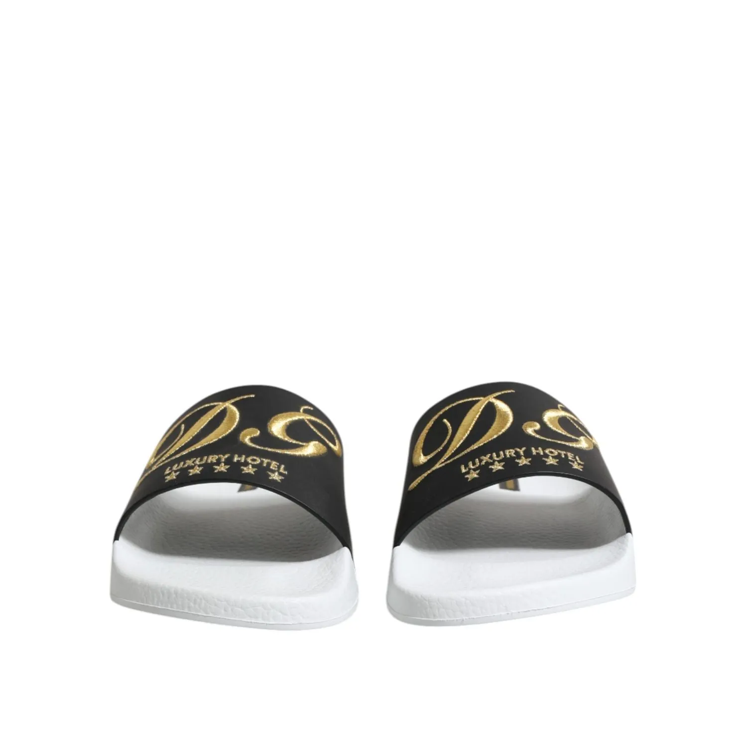 Dolce & Gabbana White Black Leather Sandals Beachwear Shoes Sandals For Plantar Fasciitis