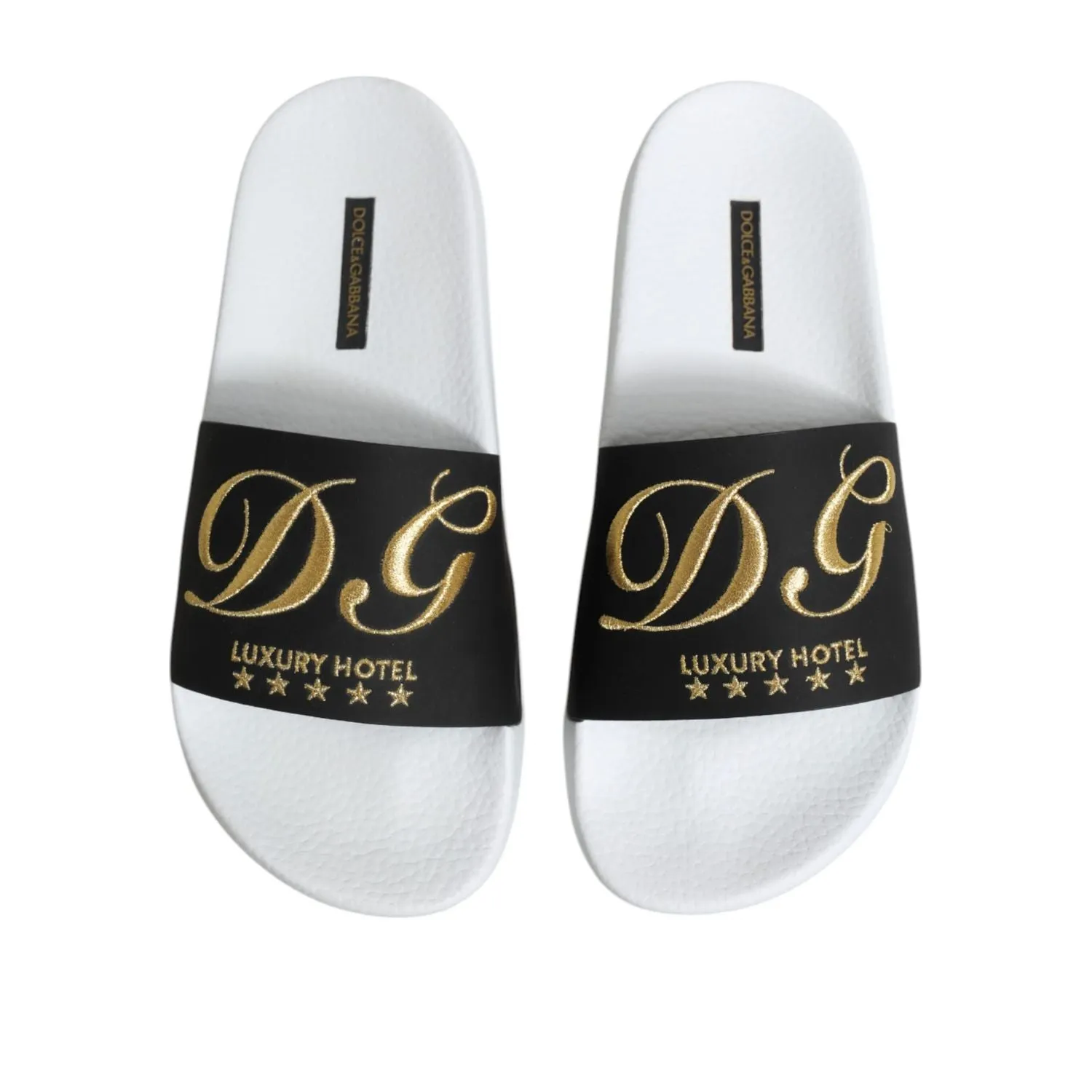Dolce & Gabbana White Black Leather Sandals Beachwear Shoes Bokyna Sandals