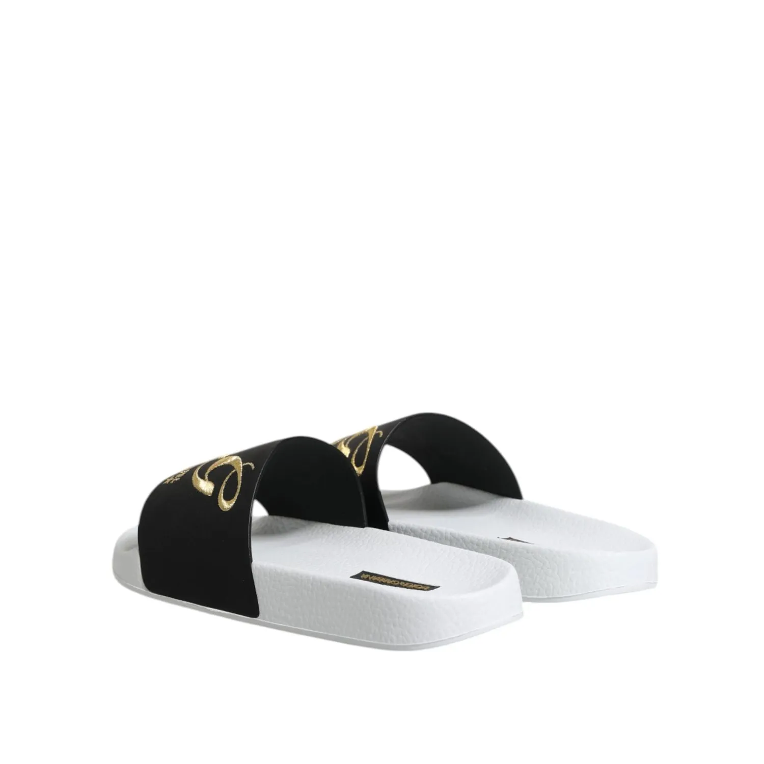 Sandals For Ladies Dolce & Gabbana White Black Leather Sandals Beachwear Shoes