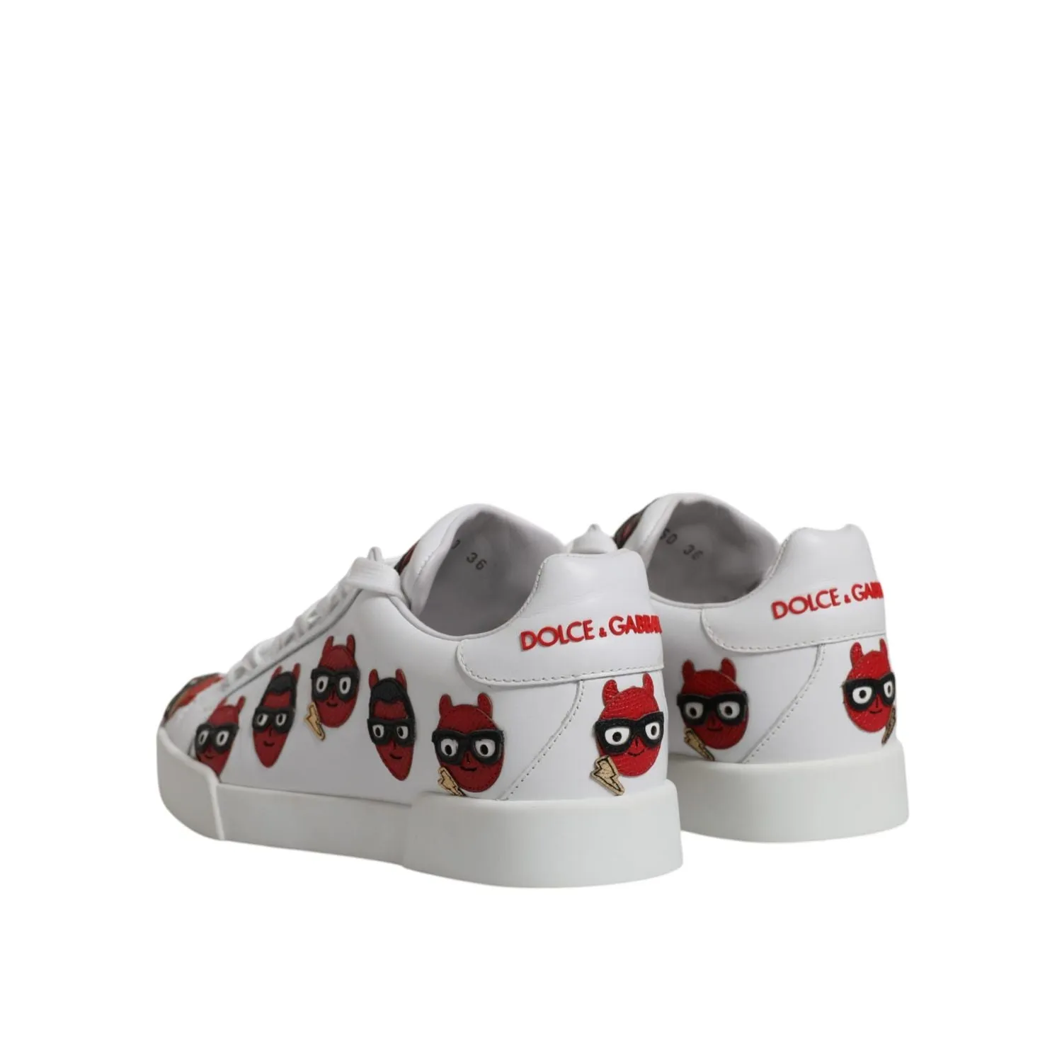 Custom Wedding Sneakers Dolce & Gabbana White Devil Face Portofino Sneakers Shoes