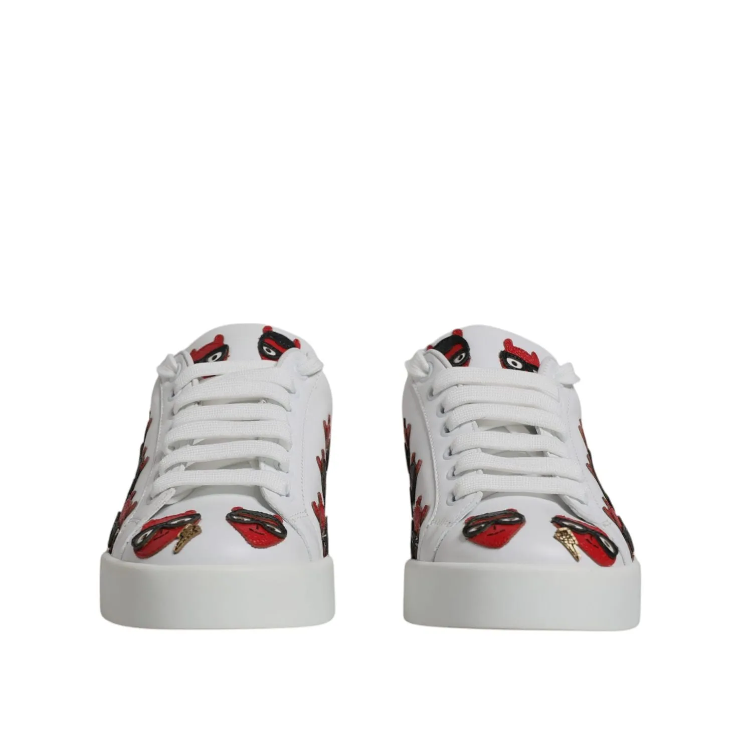Dolce & Gabbana White Devil Face Portofino Sneakers Shoes Navy Blue Sneakers