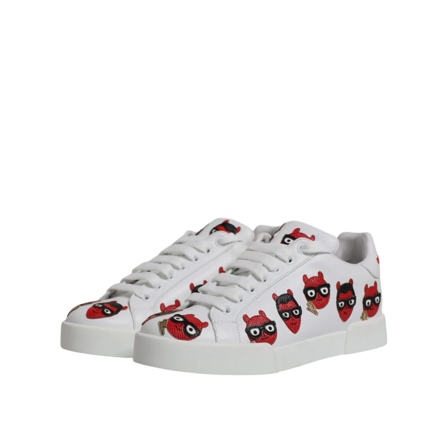Red Bottom Sneakers Dolce & Gabbana White Devil Face Portofino Sneakers Shoes