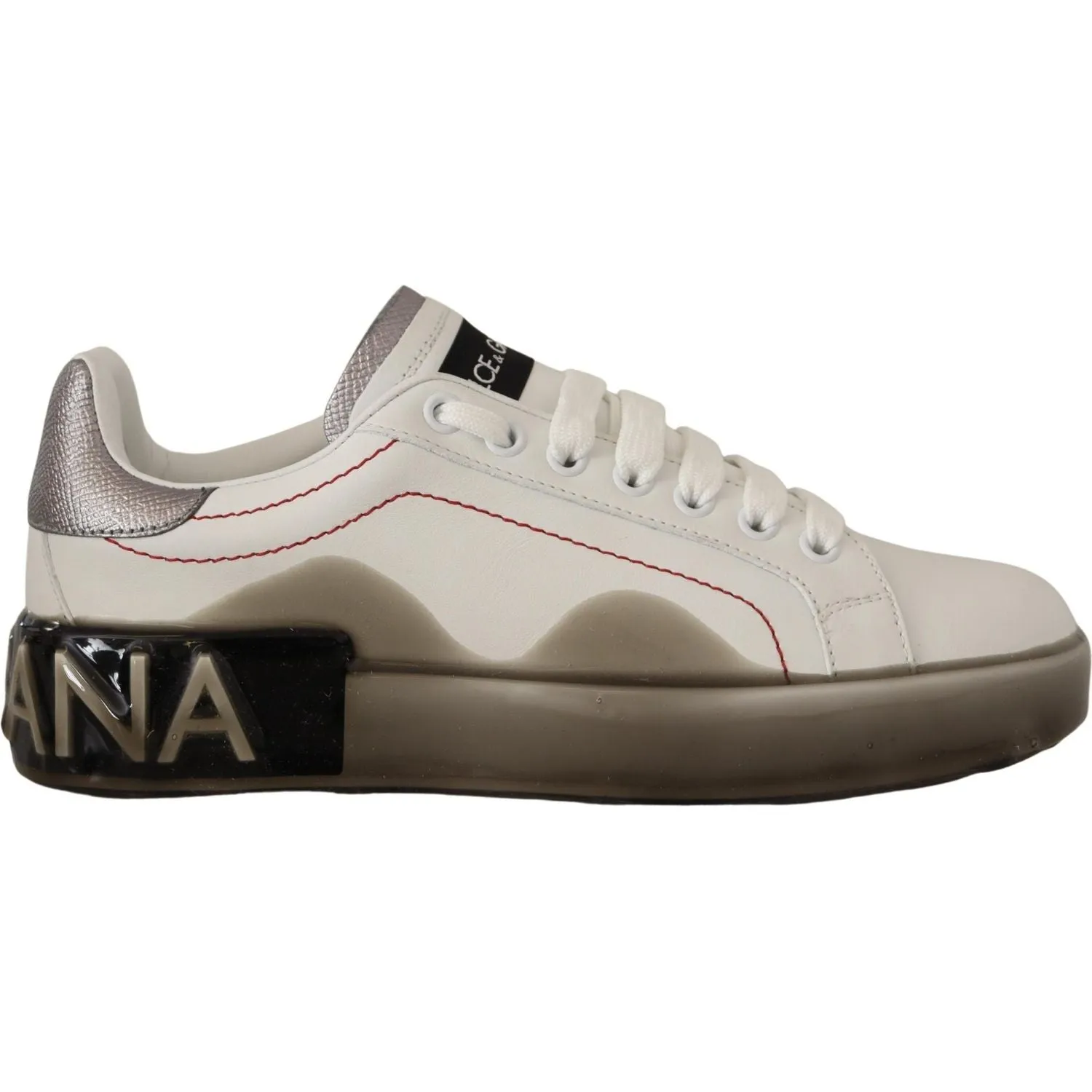 Dolce & Gabbana White Leather Shoes Womens Logo Portofino Sneakers Cheaney Sneakers
