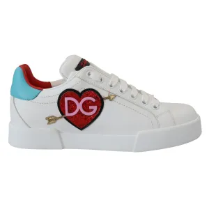 Air Sneakers Dolce & Gabbana White Leather Sneaker Portofino Logo Heart Shoes