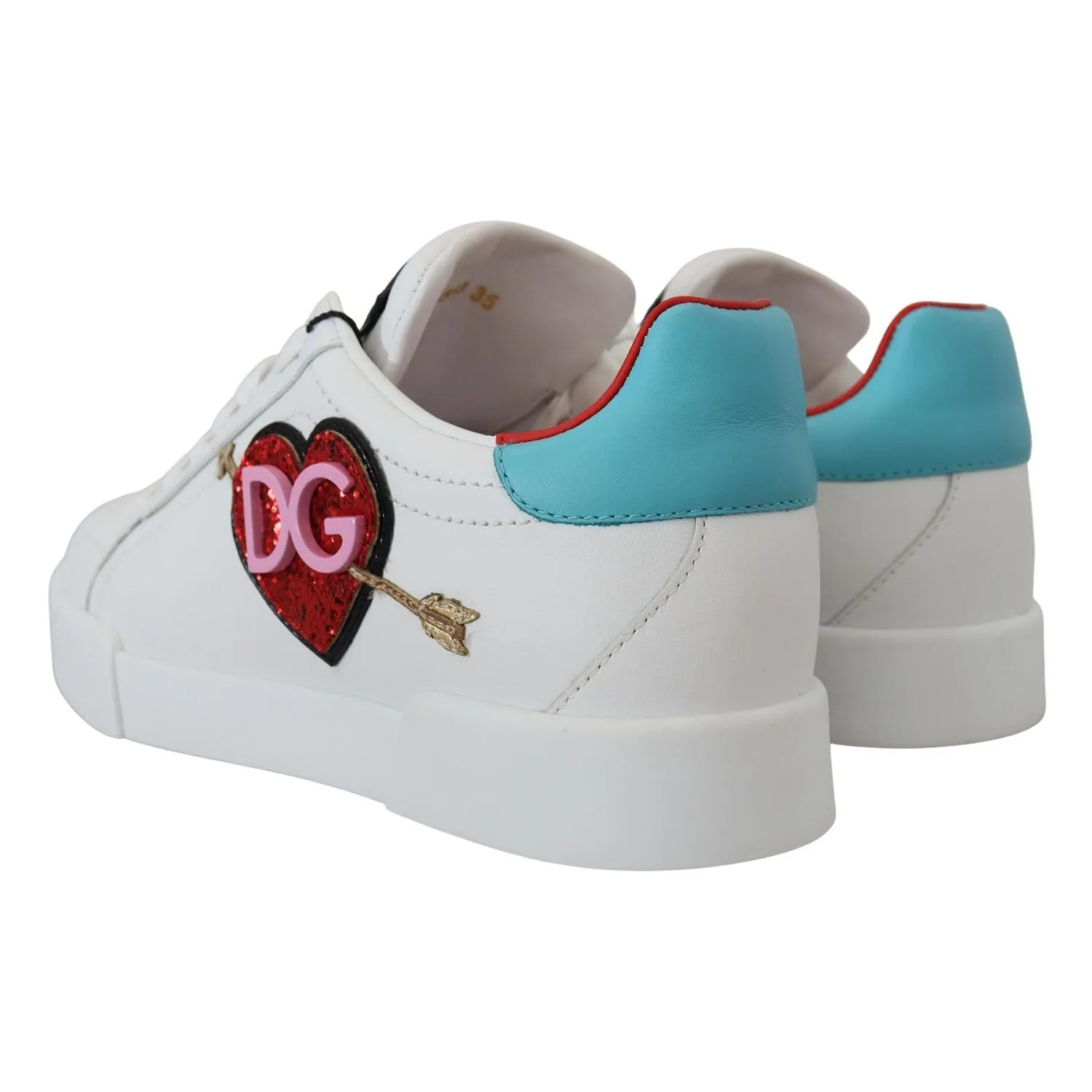 Light Walking Sneakers Dolce & Gabbana White Leather Sneaker Portofino Logo Heart Shoes