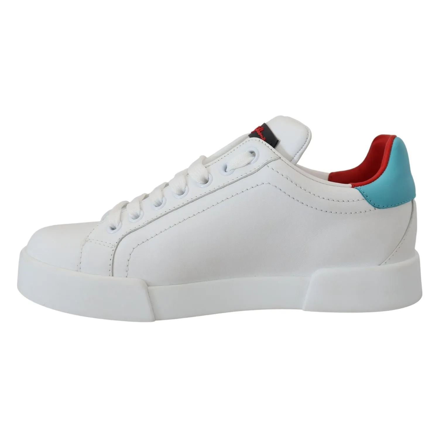 Dolce & Gabbana White Leather Sneaker Portofino Logo Heart Shoes Light Up Sneakers