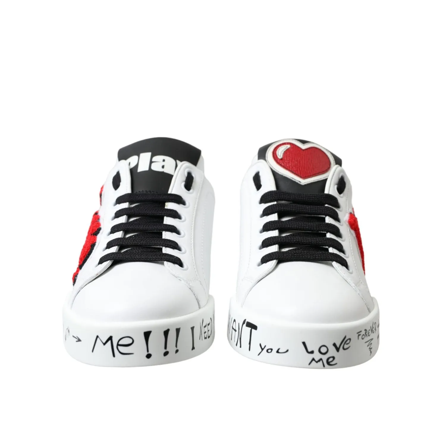 Dolce & Gabbana White Love Patch Portofino Classic Sneakers Shoes Sneakers Valentino Garavani