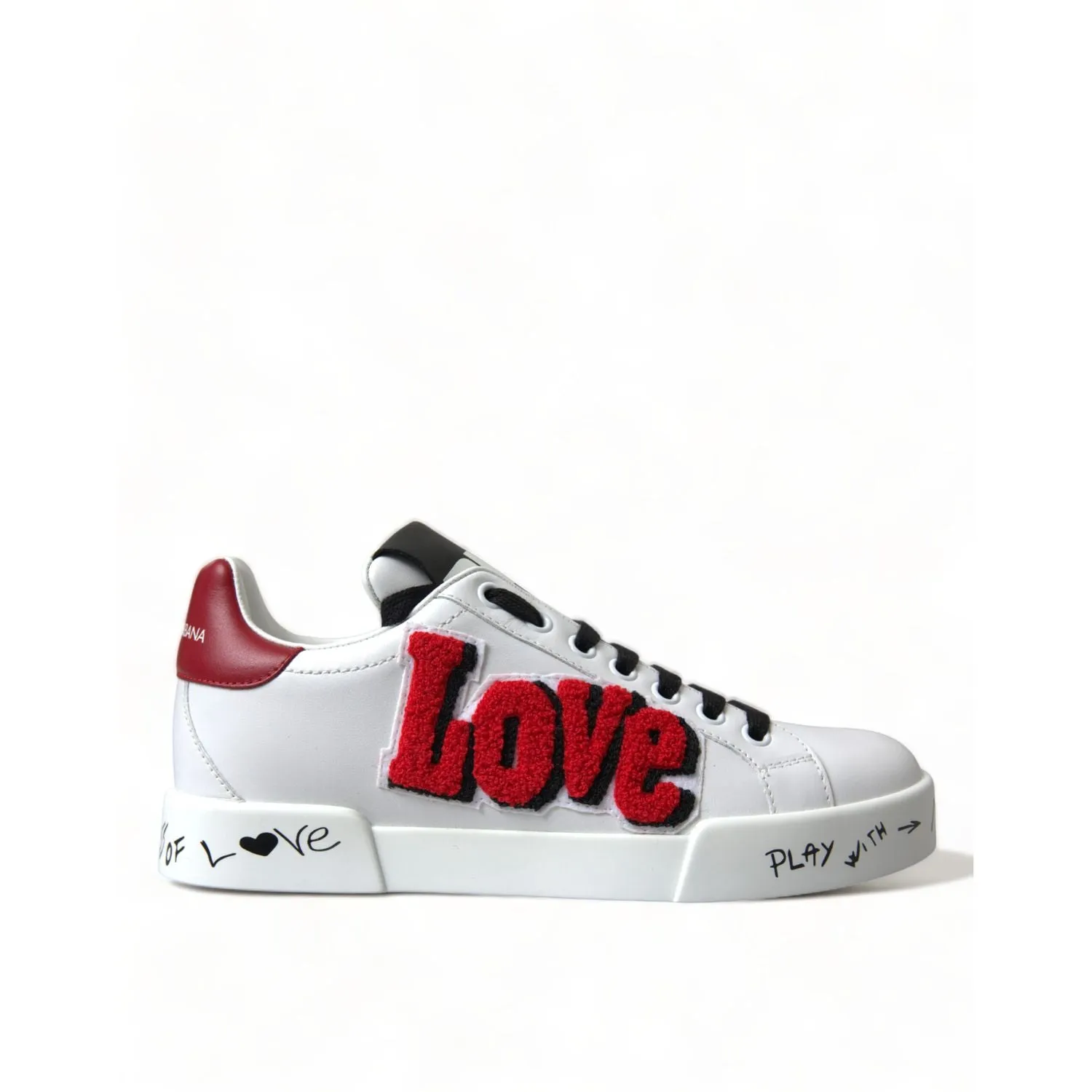 Motorsport Sneakers Dolce & Gabbana White Love Patch Portofino Classic Sneakers Shoes