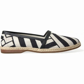 Dolce & Gabbana Beige Black Striped Canvas Espadrilles MONDELLO Shoes Espadrille Sandals Marshalls