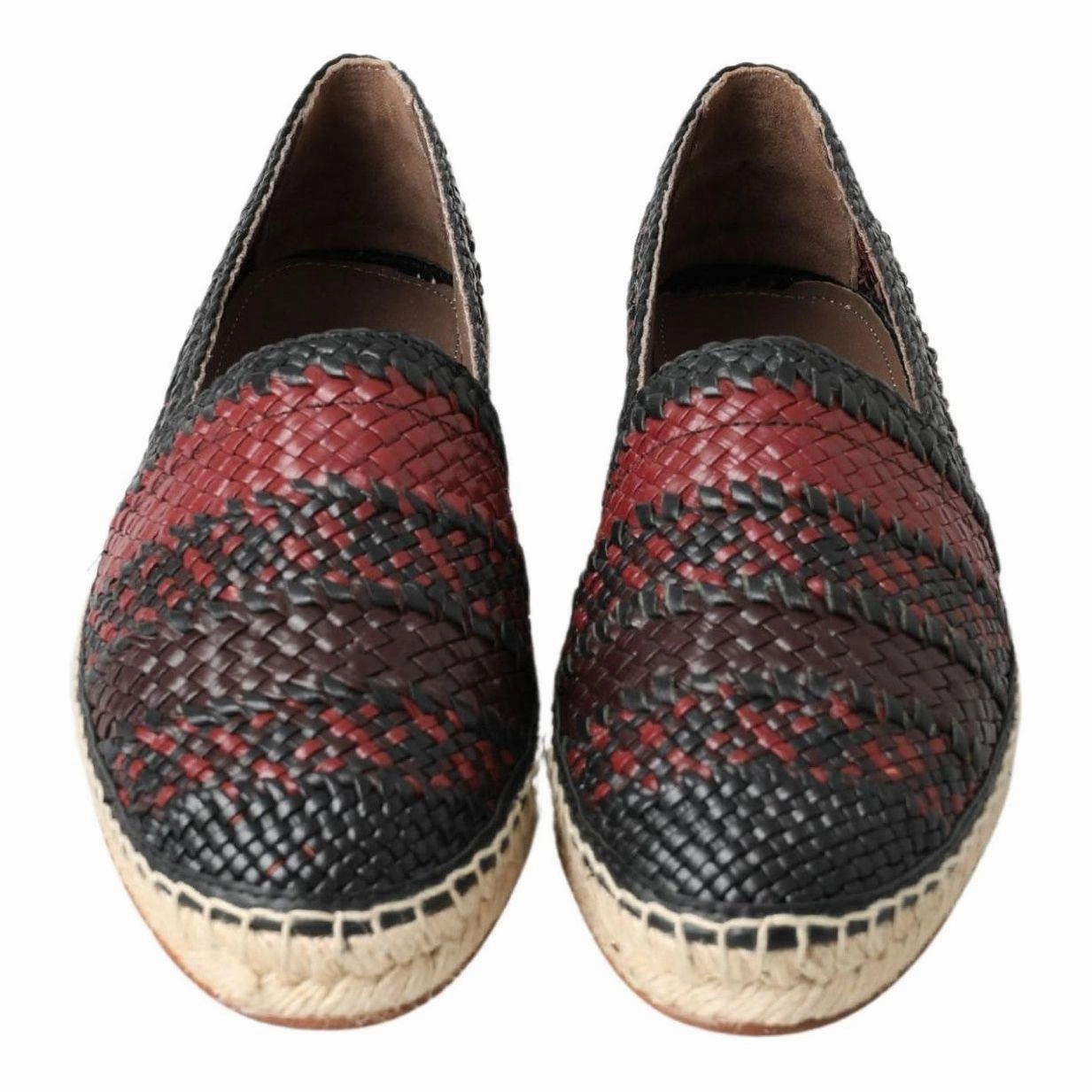 Perforated Espadrilles Dolce & Gabbana Black Bordeaux Buffalo Leather Espadrille Shoes