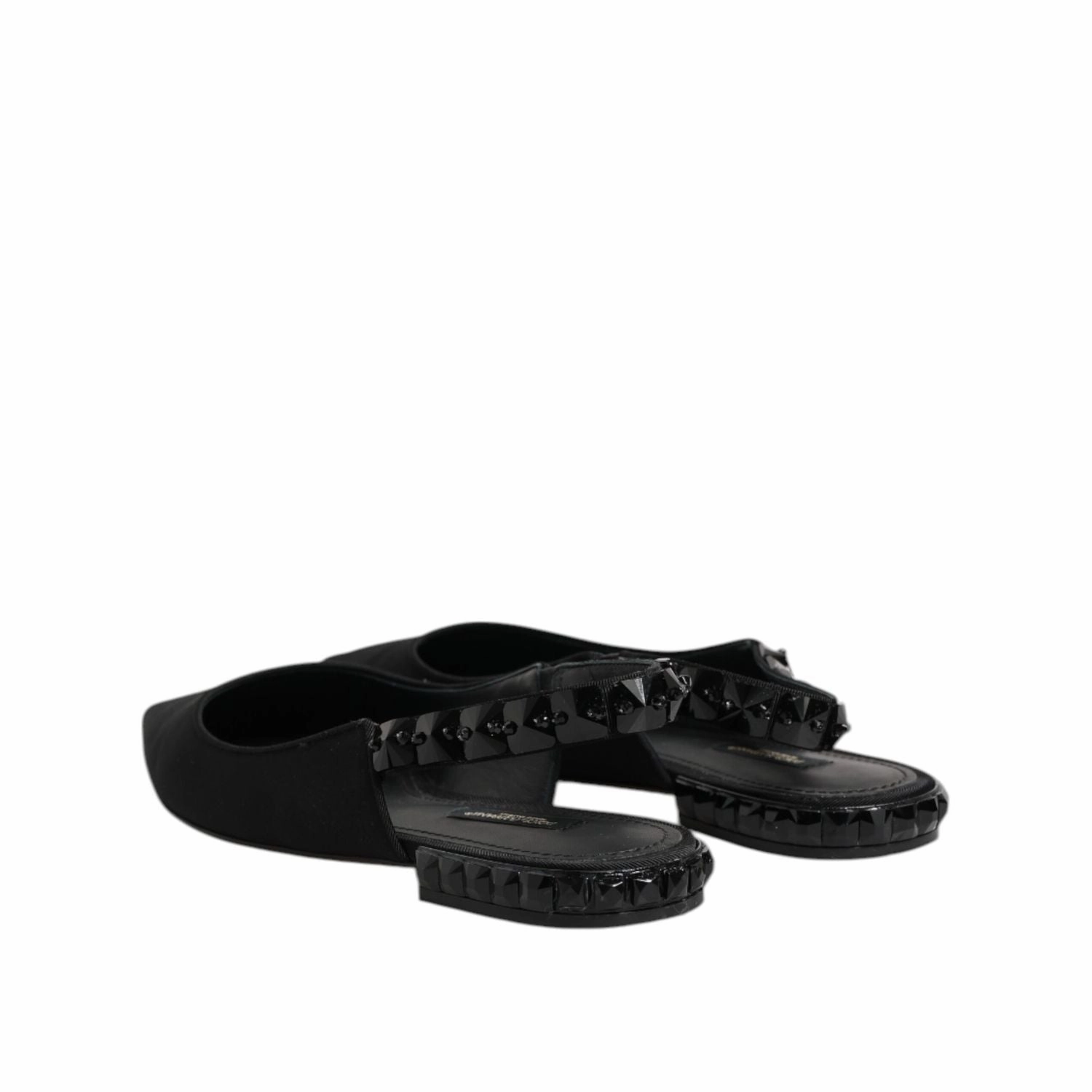 Dolce & Gabbana Black Crystal Charmeuse Slingback Shoes Shoes Women Flats
