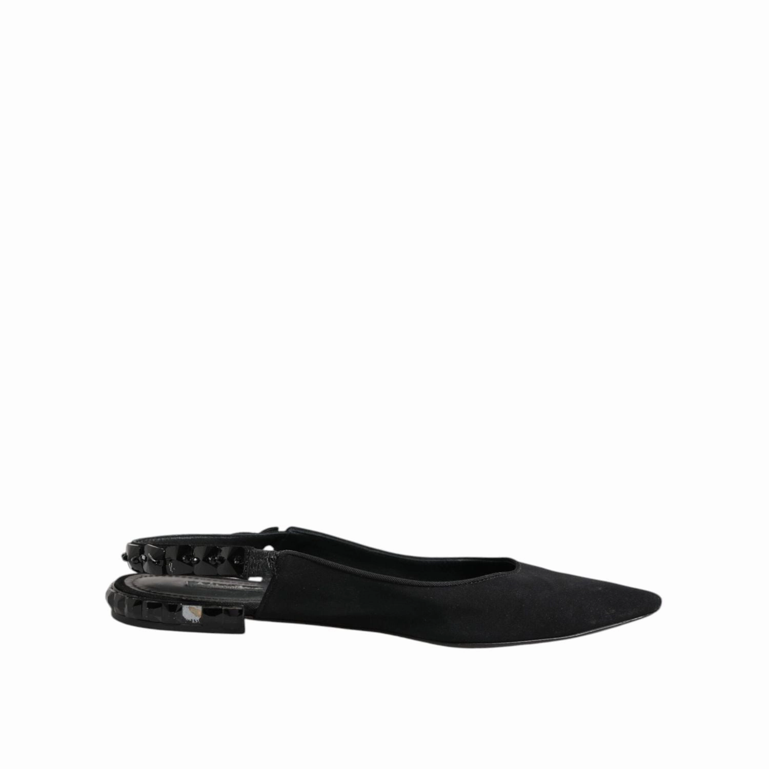 Dolce & Gabbana Black Crystal Charmeuse Slingback Shoes Quilted Shoes