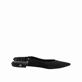 Shoes For Narrow Flat Feet Dolce & Gabbana Black Crystal Charmeuse Slingback Shoes