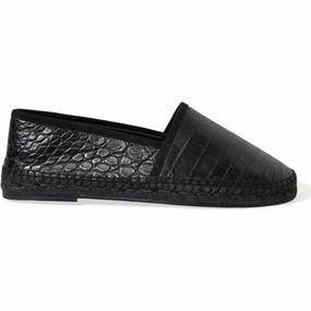 Espadrilles Origines Dolce & Gabbana Black Exotic Leather Espadrilles Slip On Shoes