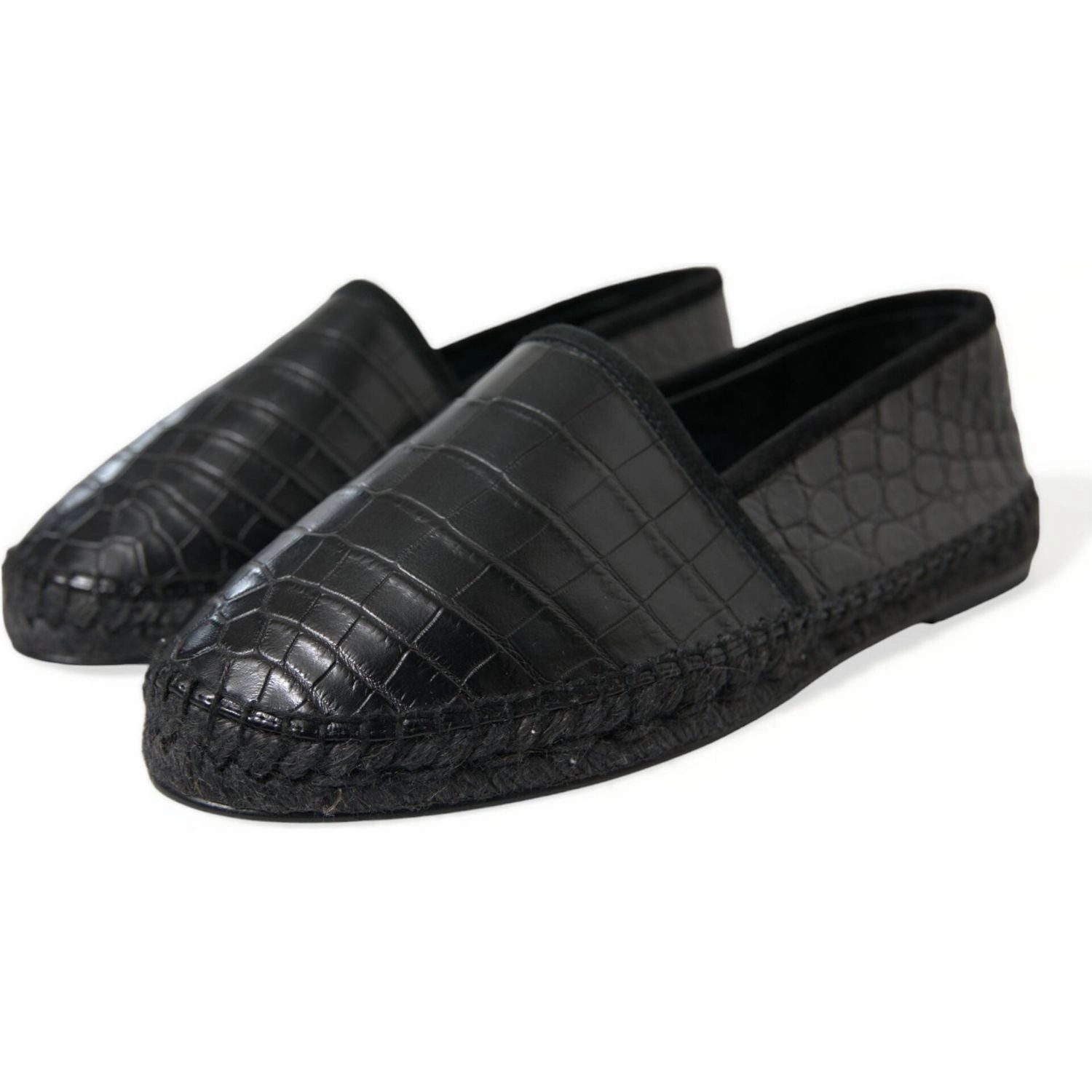 Dolce & Gabbana Black Exotic Leather Espadrilles Slip On Shoes Ysl Tribute Espadrilles