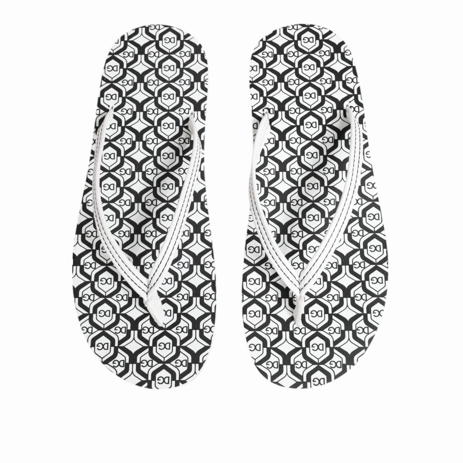 Dolce & Gabbana Black White Logo Beachwear Flats Slipper Shoes Running Shoes For Flat Footed
