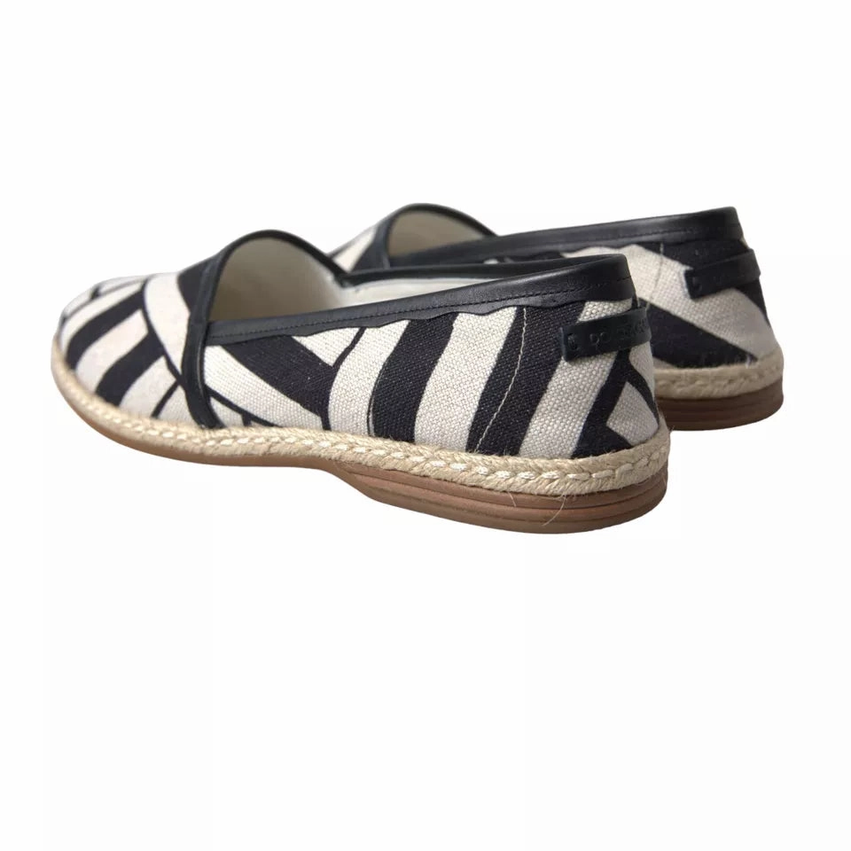 Summer Shoes Espadrilles Dolce & Gabbana Black White Stripes Slip On Espadrille Shoes