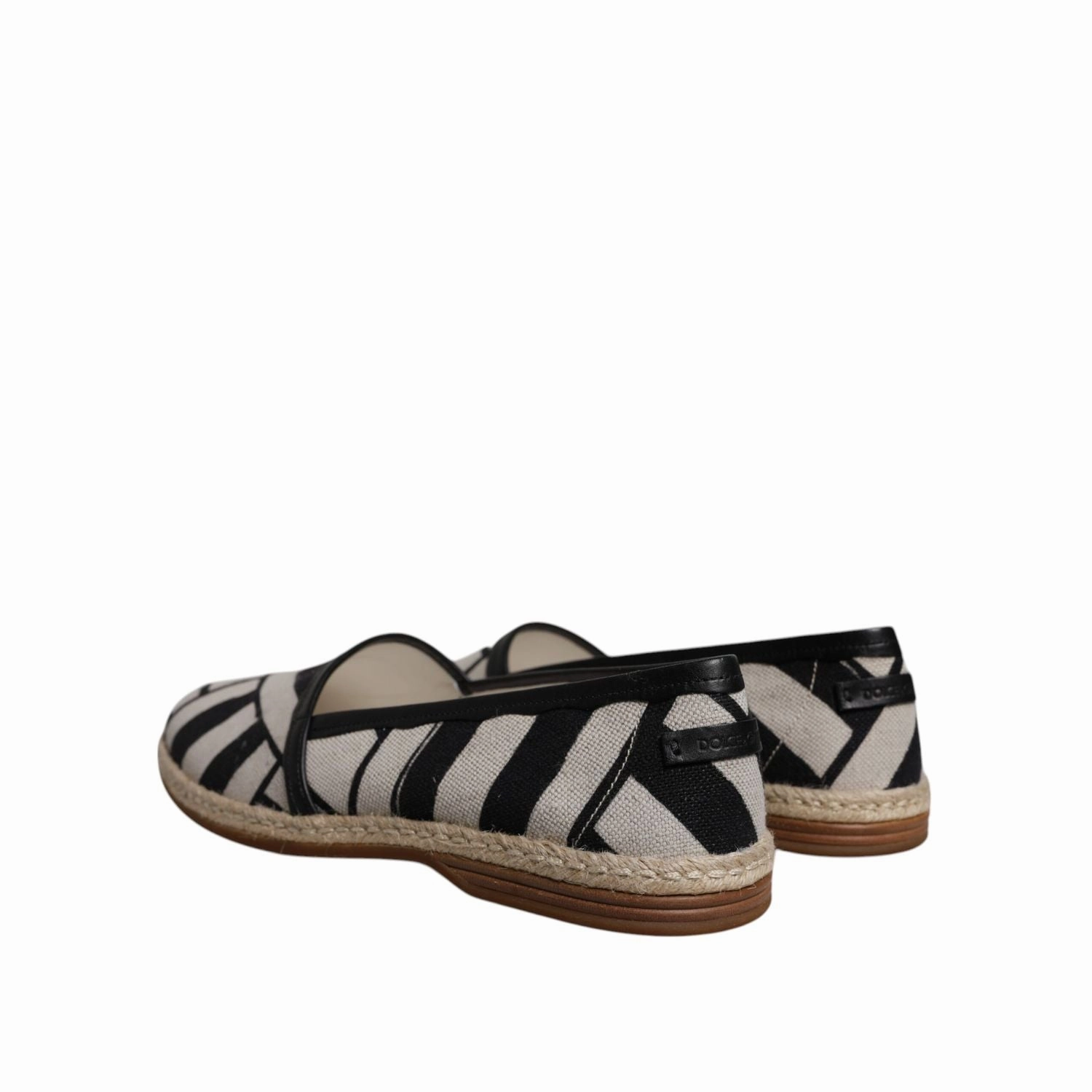Dolce & Gabbana Black White Stripes Slip On Espadrille Shoes Krissy Cap Toe Espadrille