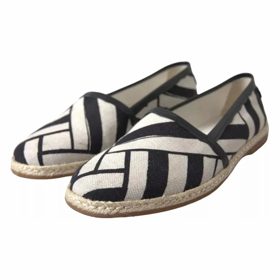 Dolce & Gabbana Black White Stripes Slip On Espadrille Shoes Alpargata Rope 2.0 Espadrille