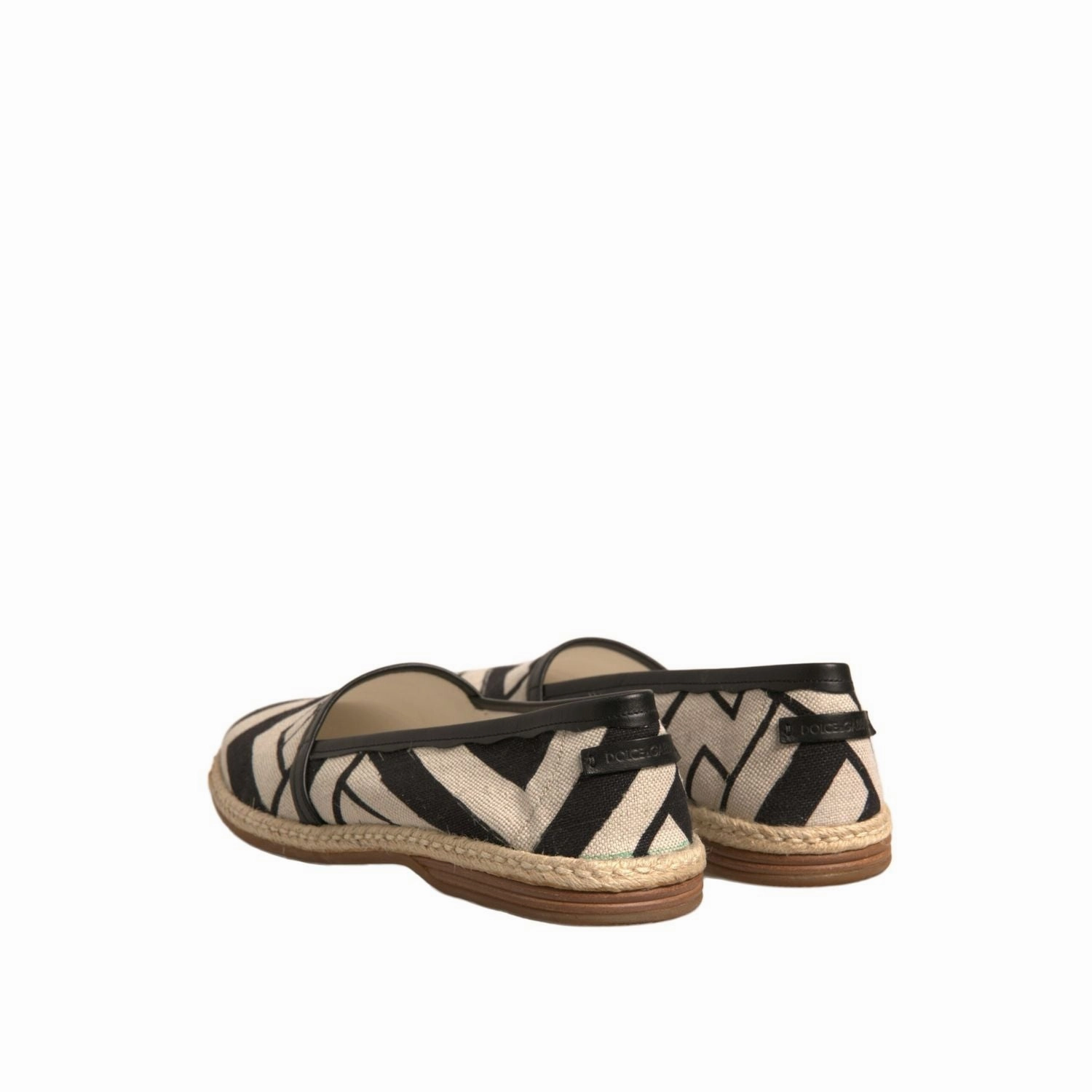 Espadrille Arezzo Dolce & Gabbana Black White Stripes Slip On Espadrille Shoes