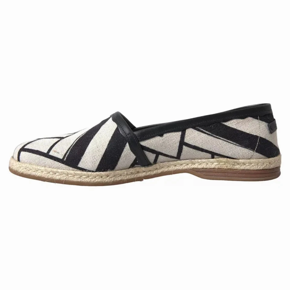 Patricia Espadrille Dolce & Gabbana Black White Stripes Slip On Espadrille Shoes