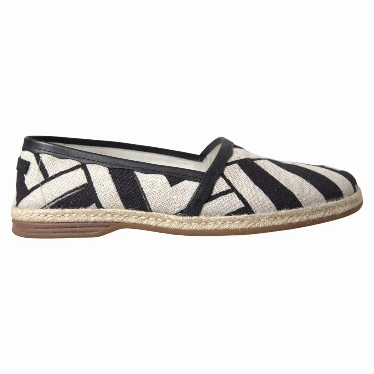 Dolce & Gabbana Black White Stripes Slip On Espadrille Shoes Authentic Spanish Espadrilles