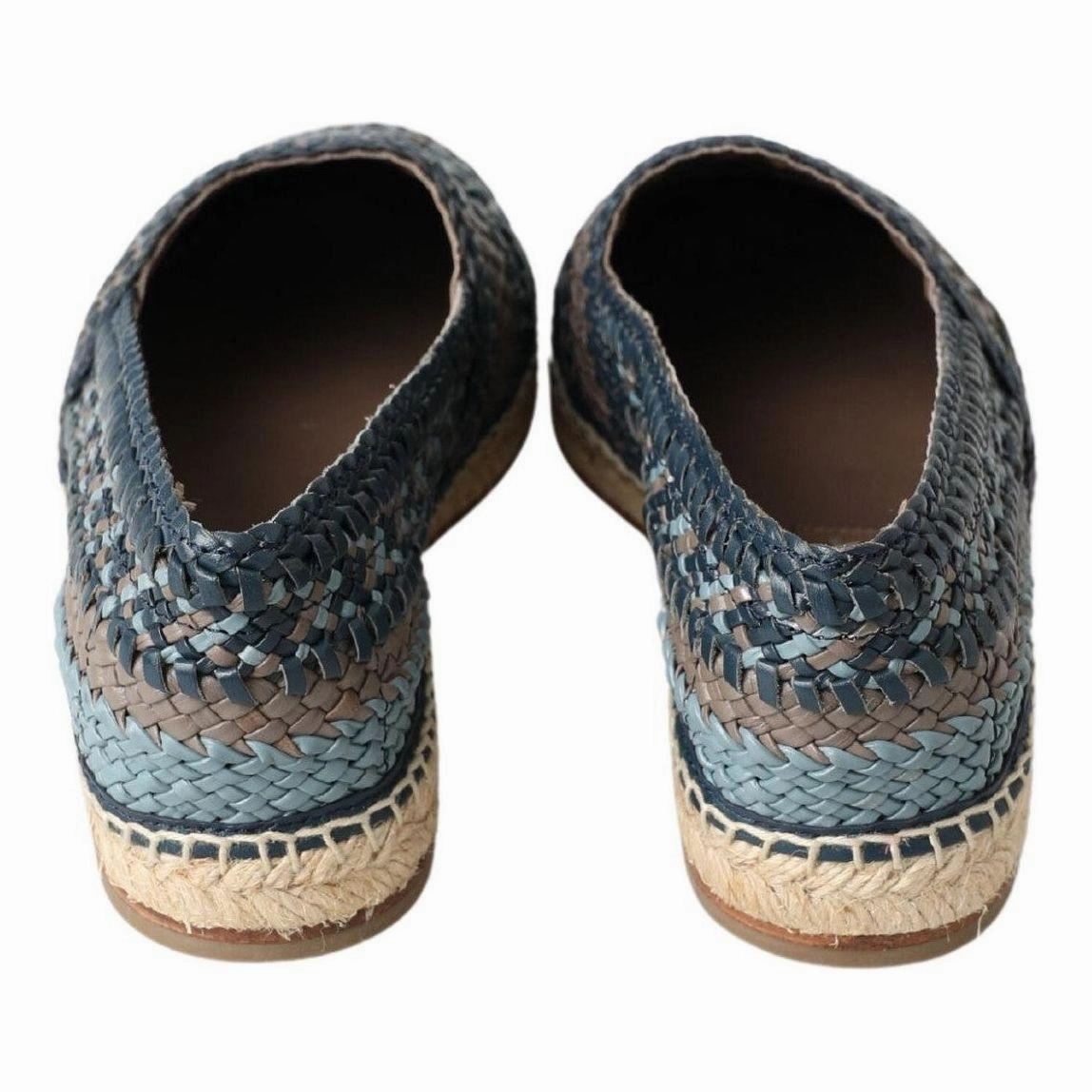 Dolce & Gabbana Blue Gray Leather Buffalo Espadrille Shoes Natural World Espadrilles