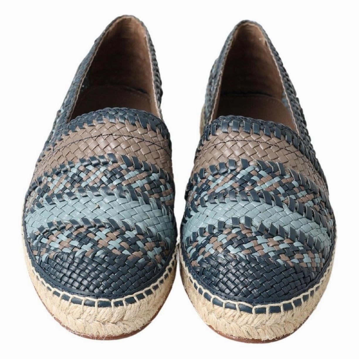 Dolce & Gabbana Blue Gray Leather Buffalo Espadrille Shoes Cora Espadrille